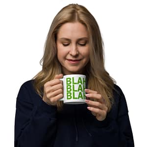 White glossy mug - Blah Green - Image 2