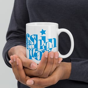 White glossy mug - Fashion Icon Blue - Image 2
