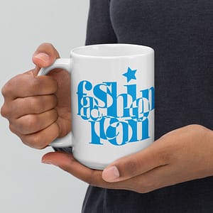 White glossy mug - Fashion Icon Blue - Image 4