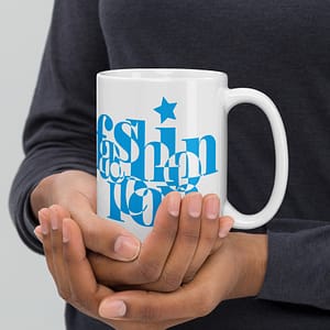 White glossy mug - Fashion Icon Blue