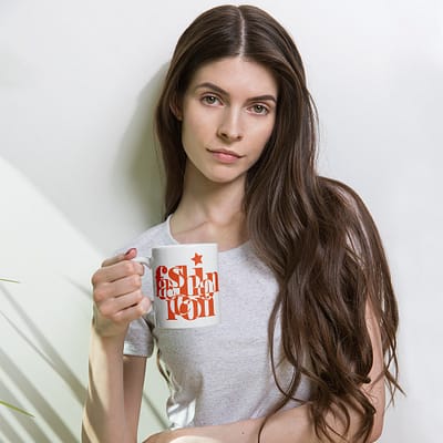 White glossy mug - Fashion Icon Orange