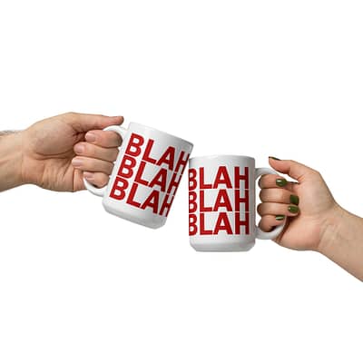 White glossy mug - Blah Red